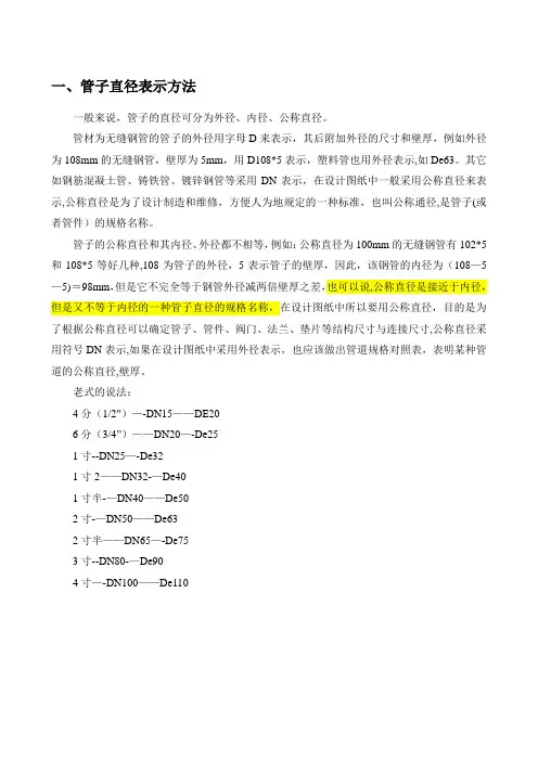 螺纹和管径规格