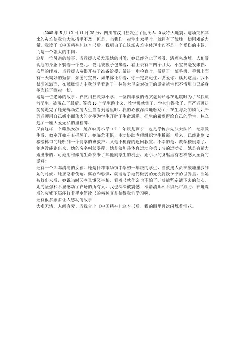 伟大的中国精神——读《中国精神》有感