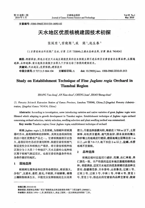 天水地区优质核桃建园技术初探