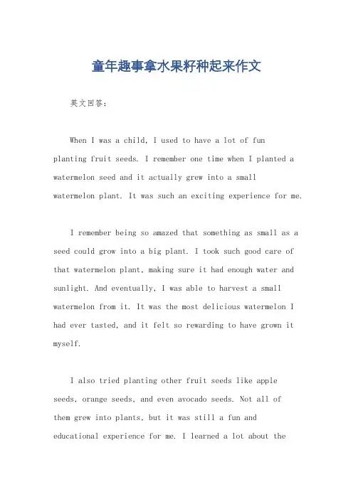 童年趣事拿水果籽种起来作文