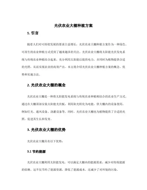 光伏农业大棚种植方案