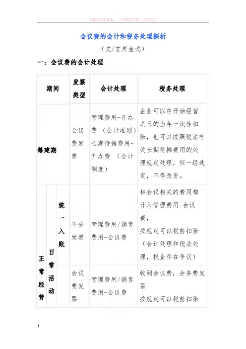 会议费的会计和税务处理探析