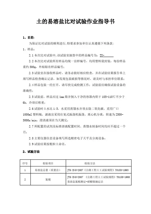 土的易溶盐比对试验作业指导书