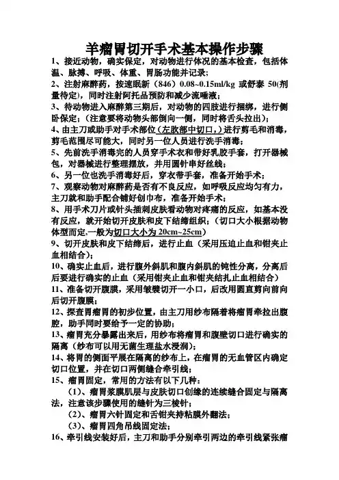 羊瘤胃切开手术基本操作步骤
