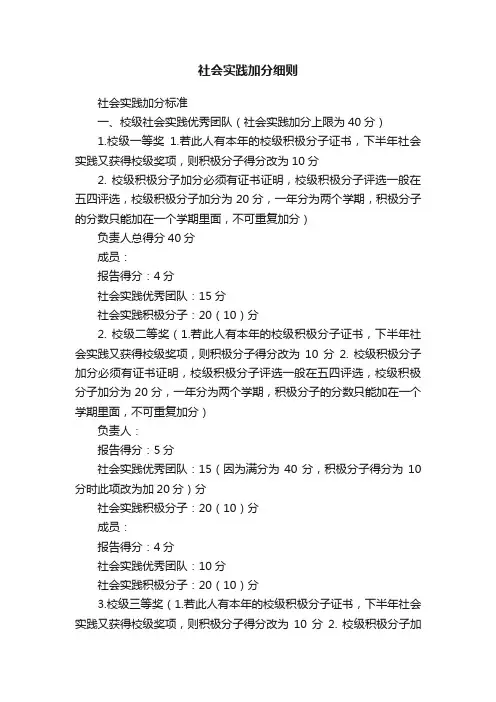 社会实践加分细则