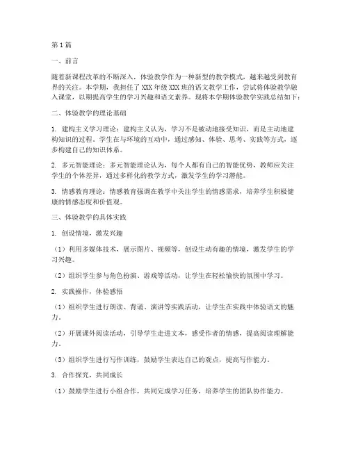 体验教学总结报告范文(3篇)