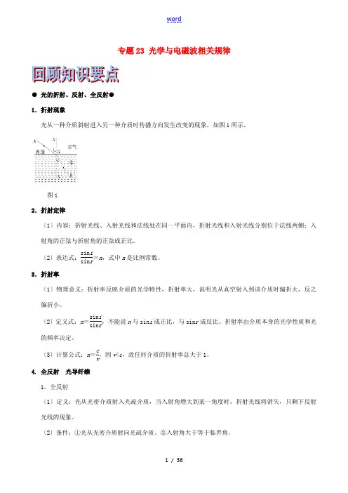 (浙江选考)高考物理二轮复习 专题23 光学与电磁波相关规律试题(含解析)-人教版高三全册物理试题