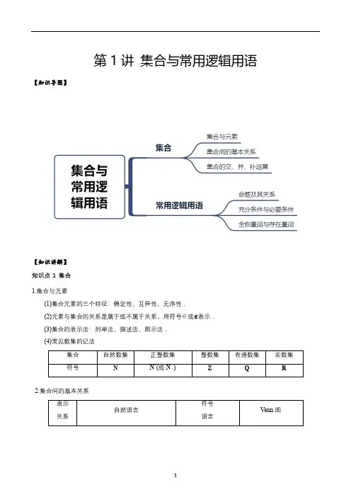 集合与常用逻辑用语教案