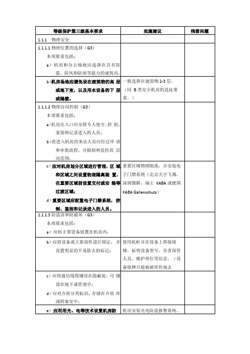 等级保护三级等保三级基本要求