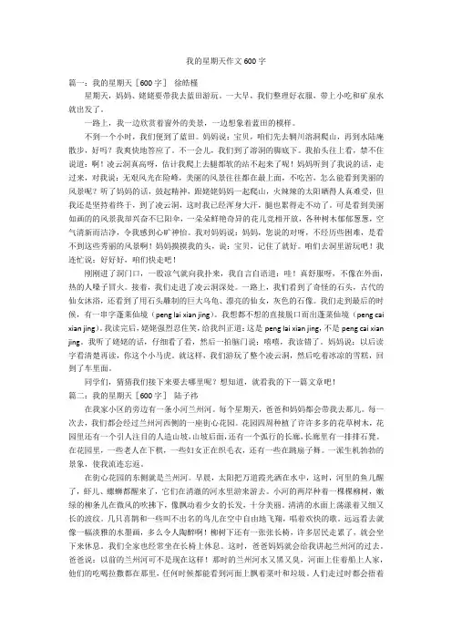 我的星期天作文600字优秀作文