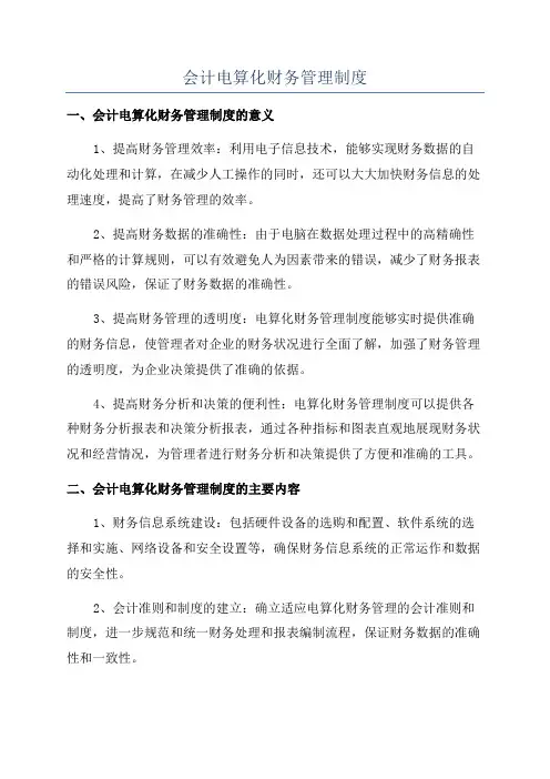 会计电算化财务管理制度
