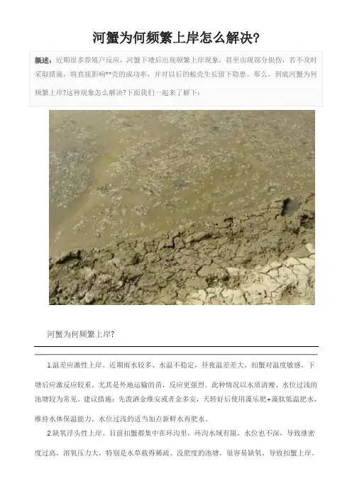 河蟹为何频繁上岸怎么解决