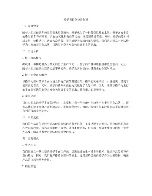 橙子项目创业计划书