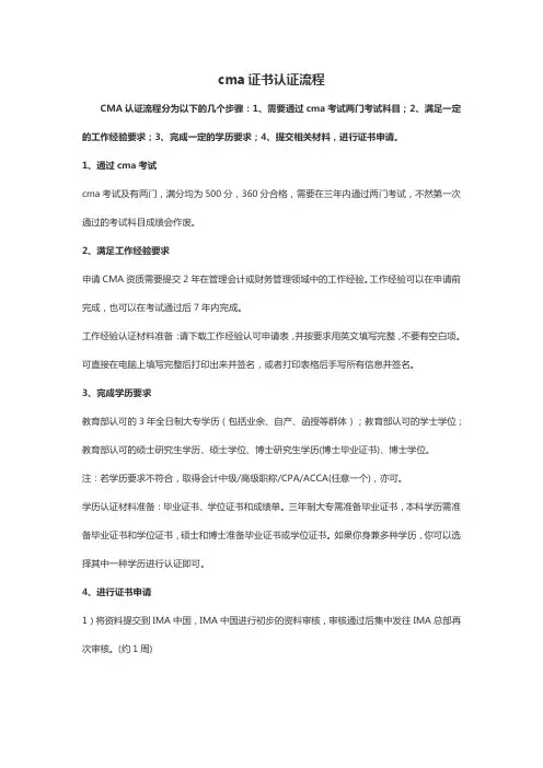 cma证书认证流程