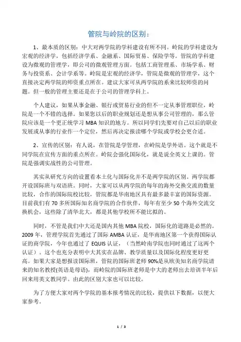 中山大学岭南学院与管理学院的区别