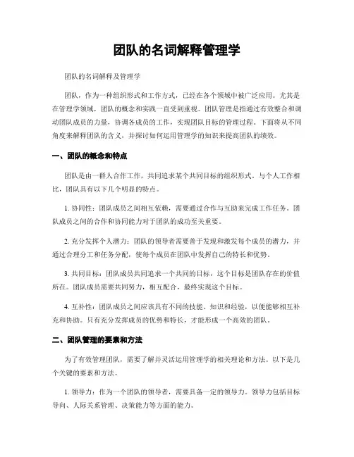 团队的名词解释管理学
