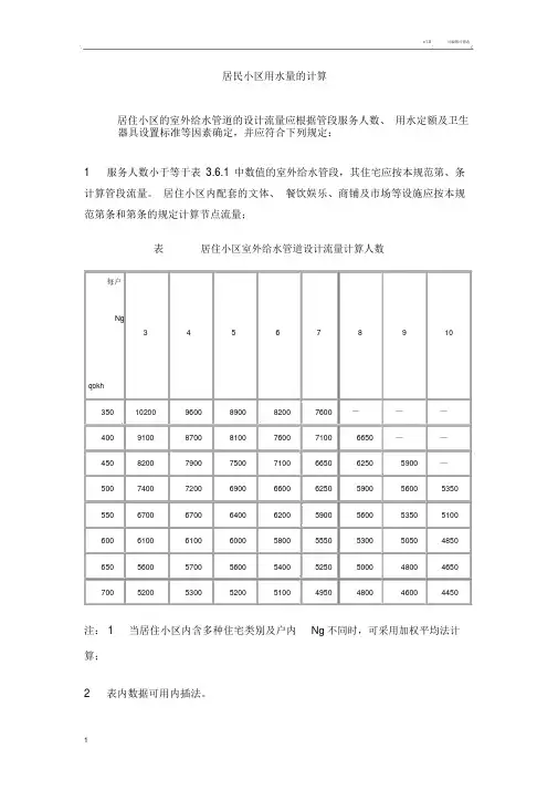 住宅小区用水量计算方法