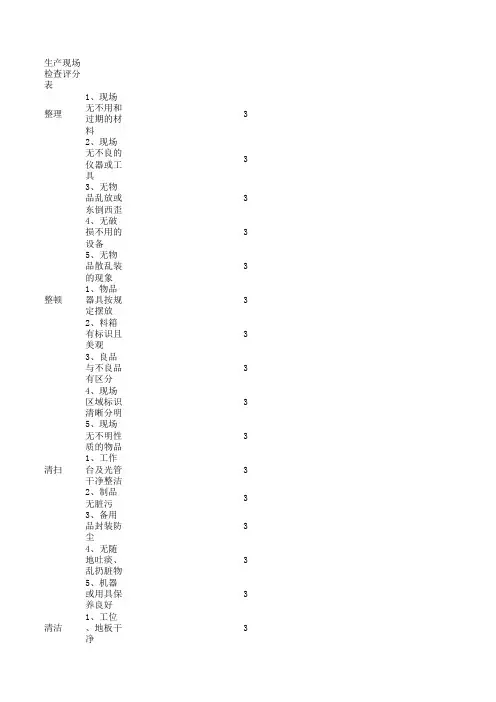 7S点检表