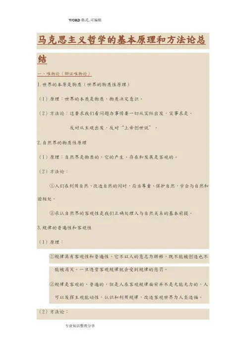 马克思主义哲学的基本原理和方法论总结