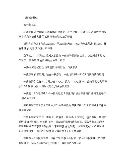 (完整word版)经济法基础重点归纳(精),推荐文档