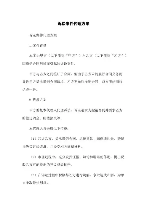 诉讼案件代理方案