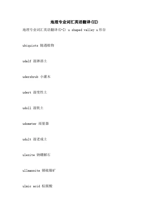 2021年地理专业词汇英语翻译(UZ)