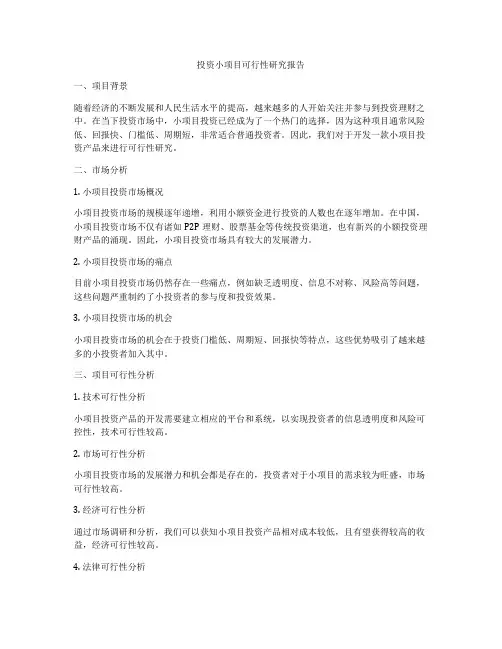 投资小项目可行性研究报告