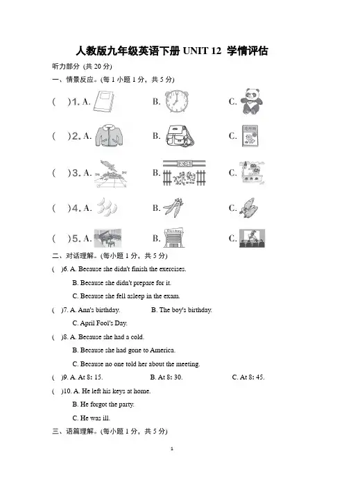 人教版九年级英语下册UNIT 12学情评估试卷 附答案 (5)