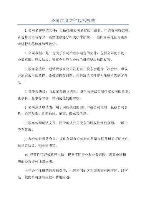 公司注册文件包括哪些