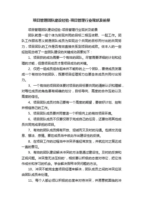 项目管理团队建设经验-项目管理行业现状及前景