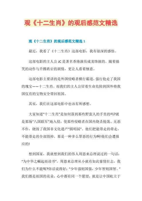 观《十二生肖》的观后感范文精选
