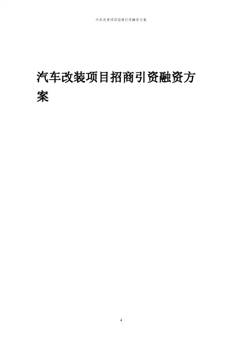 汽车改装项目招商引资融资方案