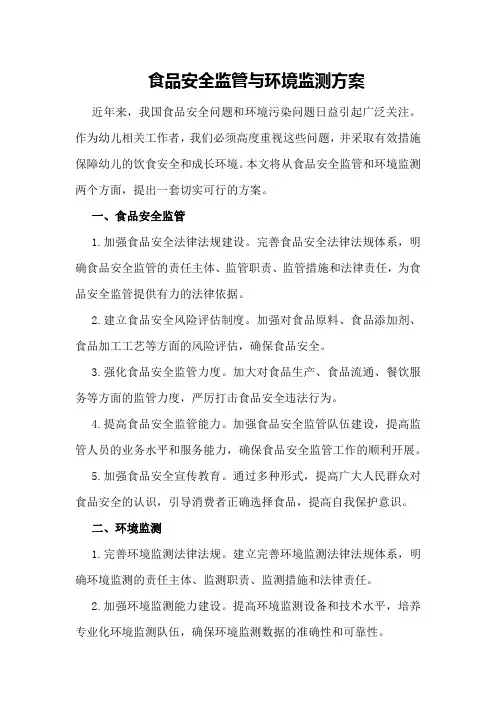 食品安全监管与环境监测方案