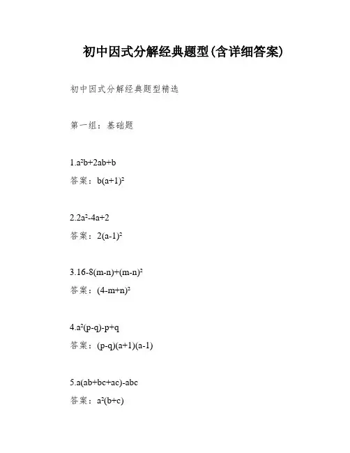 初中因式分解经典题型(含详细答案)