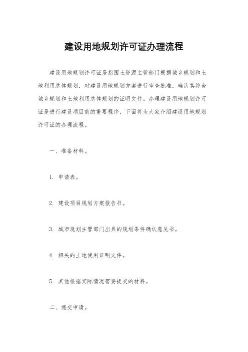 建设用地规划许可证办理流程