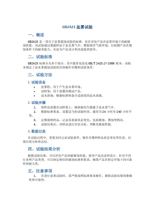 gb2423盐雾试验