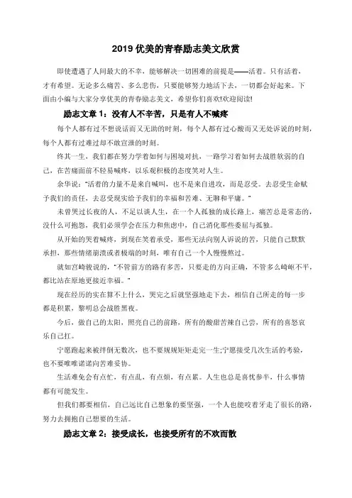 2019优美的青春励志美文欣赏