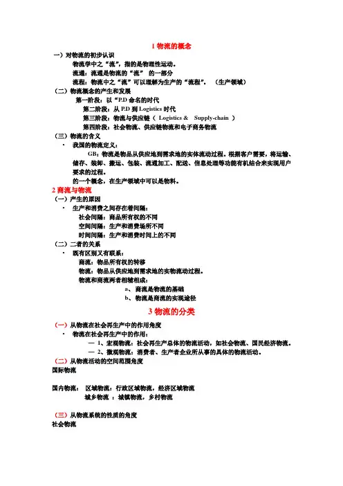 物流学原理复习资料 整理版