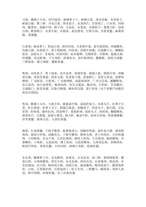 川菜都有哪些