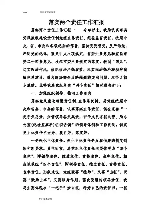 落实两个责任工作汇报
