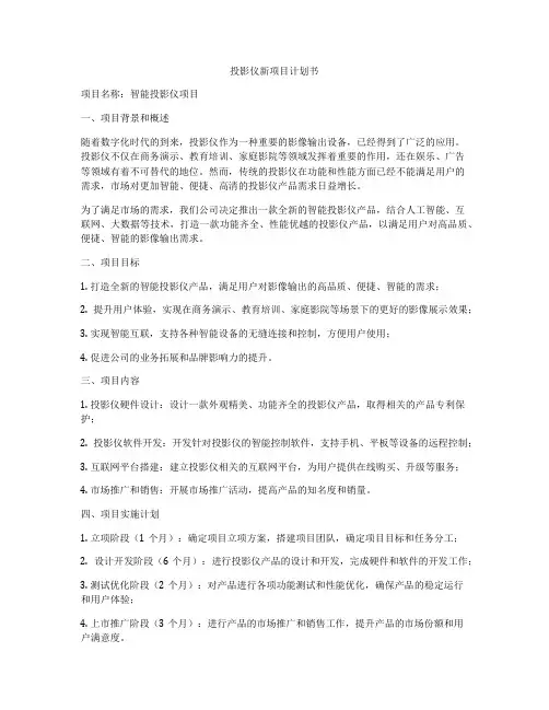 投影仪新项目计划书