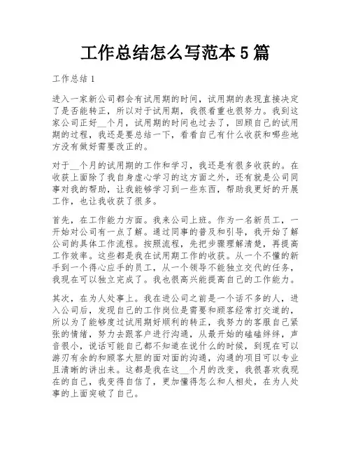 工作总结怎么写范本5篇