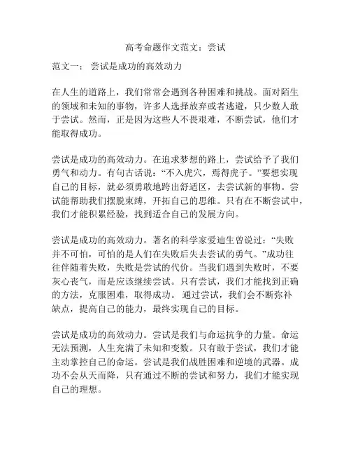 高考命题作文范文：尝试