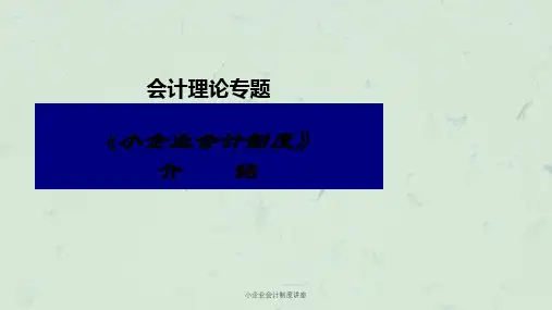 小企业会计制度讲座ppt课件