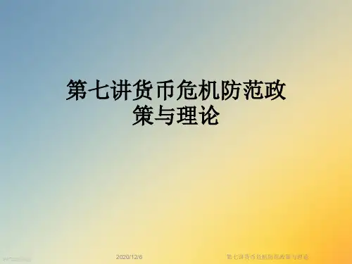 第七讲货币危机防范政策与理论