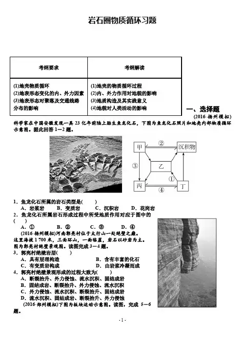 岩石圈物质循环章节练习