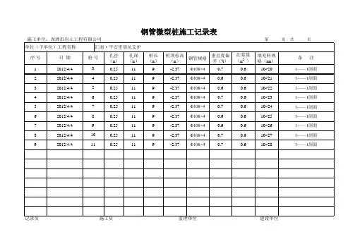 钢管微型桩记录表格