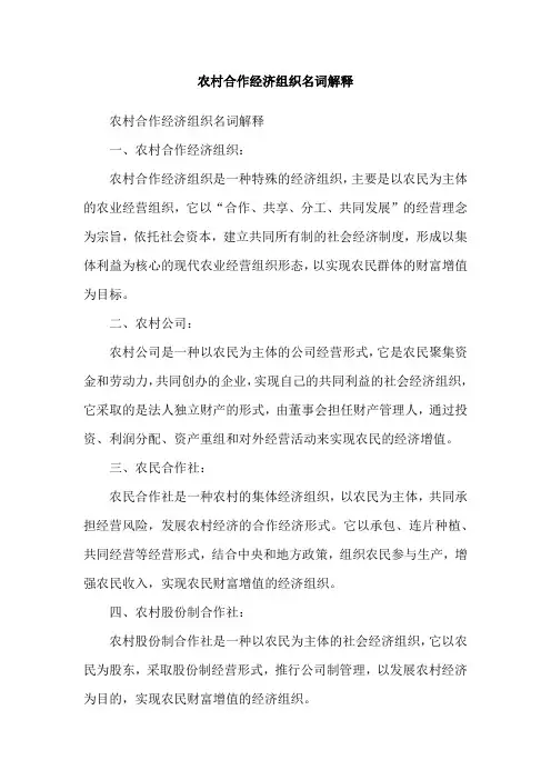 农村合作经济组织名词解释