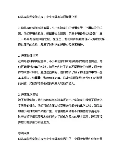 幼儿园科学实验乐园：小小实验家初探物理化学