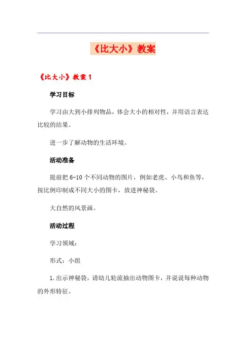 《比大小》教案【模板】